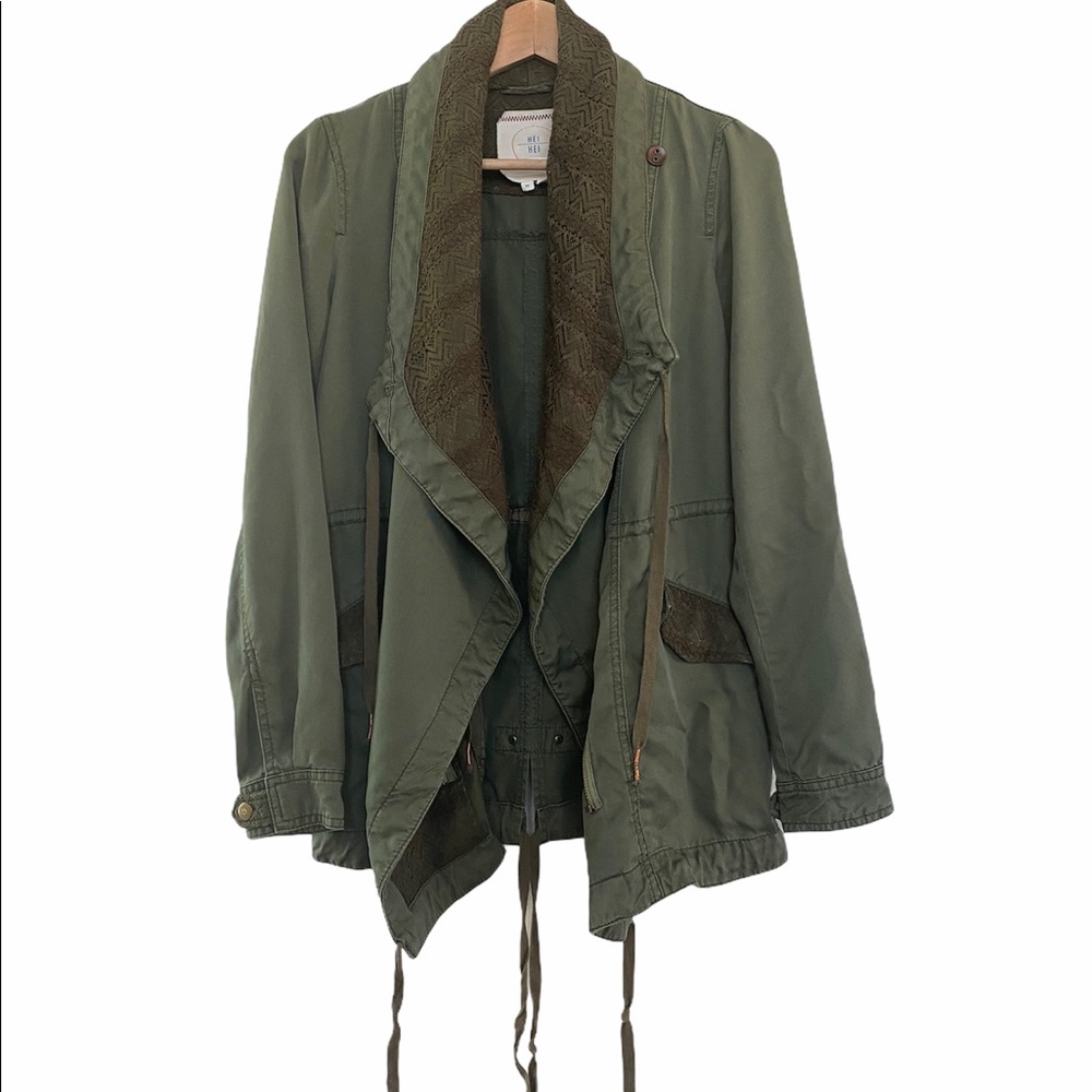 Anthropologie Hei Hei Lace Trim Utility Jacket, XS
